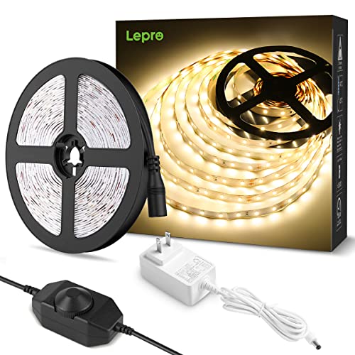 Lepro LEDテープライト 電球色 無段階調光 間接照明 5m 12v 高演色タイプ ストリップライト 切断可能 2835SMD 300LED高輝度 ストリングライト 寝室/お部屋/店舗/コレクション/看板照明